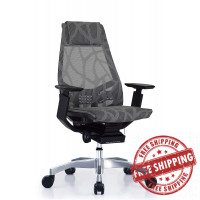 GM Seating Bodylux Smart Mesh Executive Hi Swivel Chair Chrome Base with Headrest (Black) (Grey Mesh)